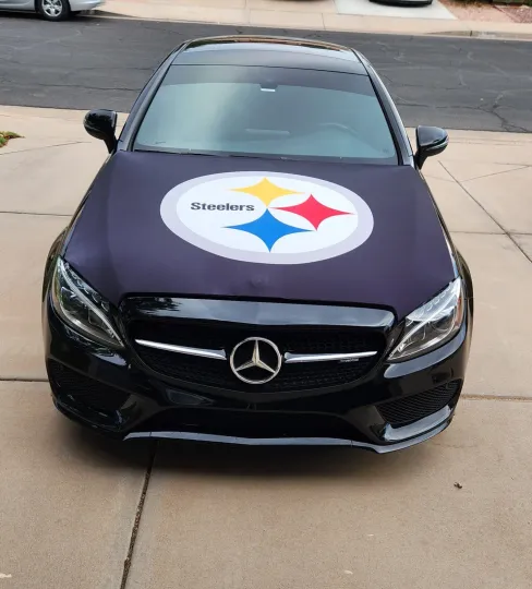 Pittsburgh Steeler Auto Hood Cover Football Flag