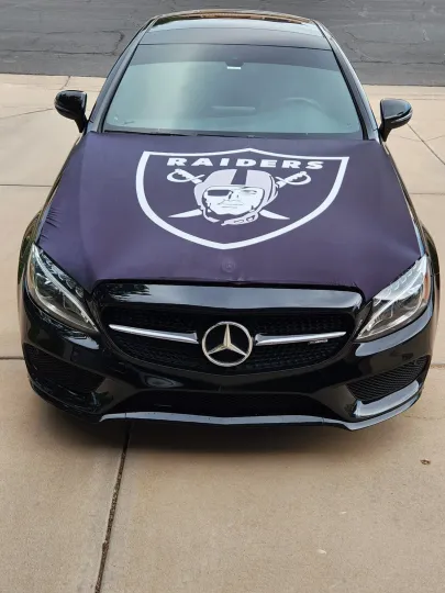 Las Vegas Raiders Auto Hood Cover with Football Flags