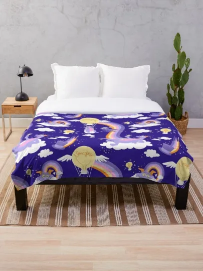 Discover Disney Figment Pattern Imagine Purple Dragon Cozy Fleece Blanket