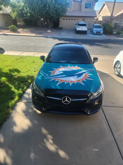 Miami Dolphins Auto Hood Cover Football Flag
