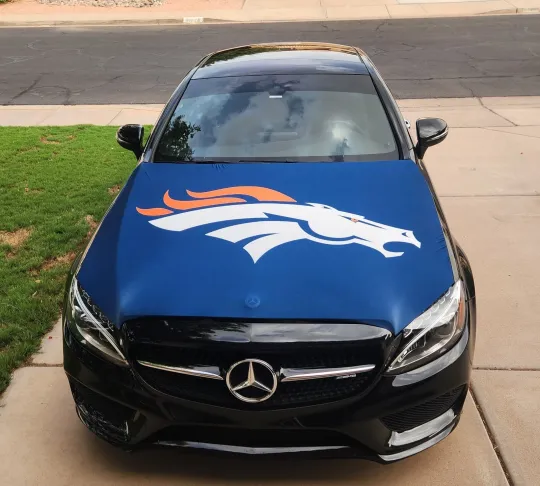 Denver Broncos Auto Hood Cover Football Flags