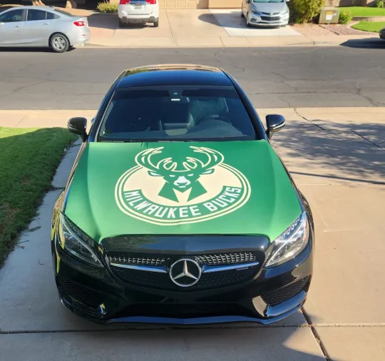 Milwaukee Bucks Auto Hood Cover NBA Flag Automotive Car Cover
