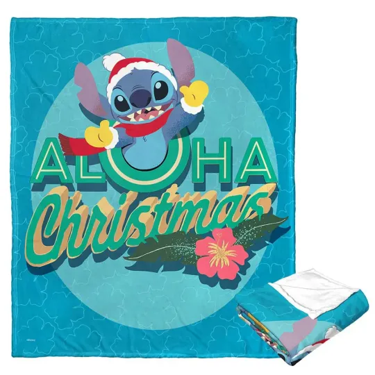 Discover Disney Lilo And Stitch Festive Aloha Christmas Cozy Fleece Blanket