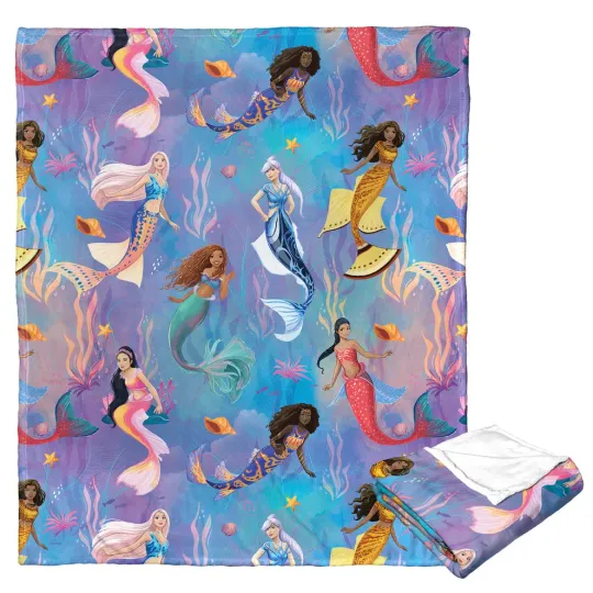 Discover Disney Little Mermaid Daughters Triton Cozy Fleece Blanket