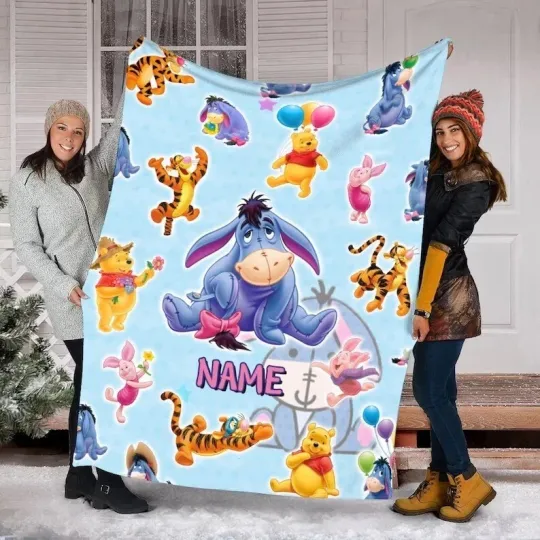 Discover Personalized Name Eeyore And Friends Fleece Blanket