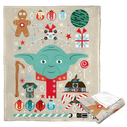 Discover Disney Star Wars Yoda Xmas Christmas Cozy Fleece Blanket