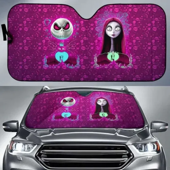 Jack And Sally Auto Sun Shades Universal Fit Valentine Car Windshield