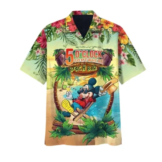 Discover Its 5 O Clock Somewhere Mickey Hawaiian Shirt Disney Beach Bar Aloha Shirts