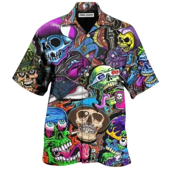 Discover Skull Colorful Mix Limited Edition Hawaiian Shirt