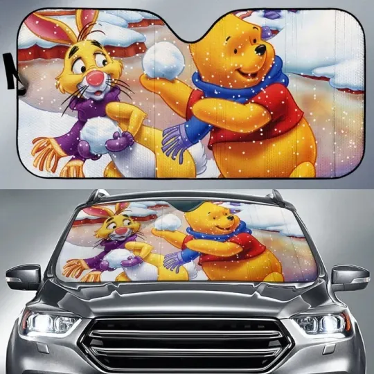Discover Pooh Rabbit Christmas Sun Shade amazing best gift ideas 2025 Universal Fit Car