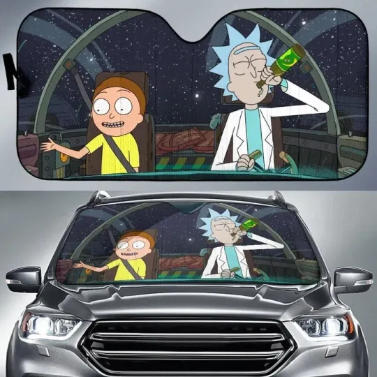 Discover Rick & Rickandmorty Space Ship Cartoon Auto Windshield Sunshade Car Accessories