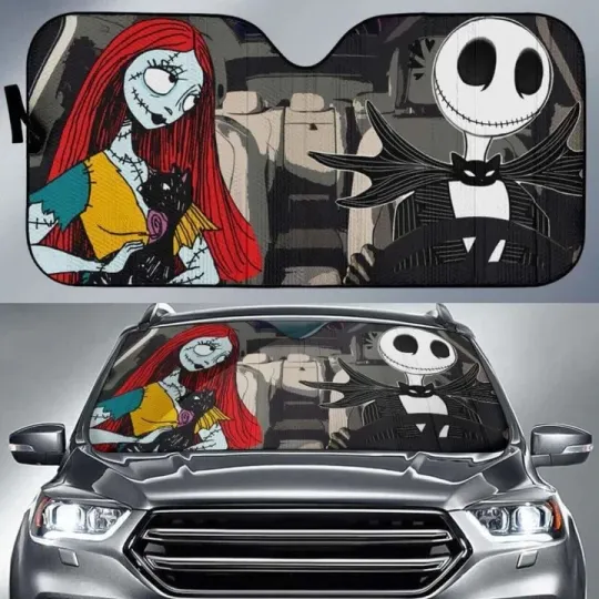 Discover Nightmare Before Christmas Driving Car Auto Sun Shade Valentine