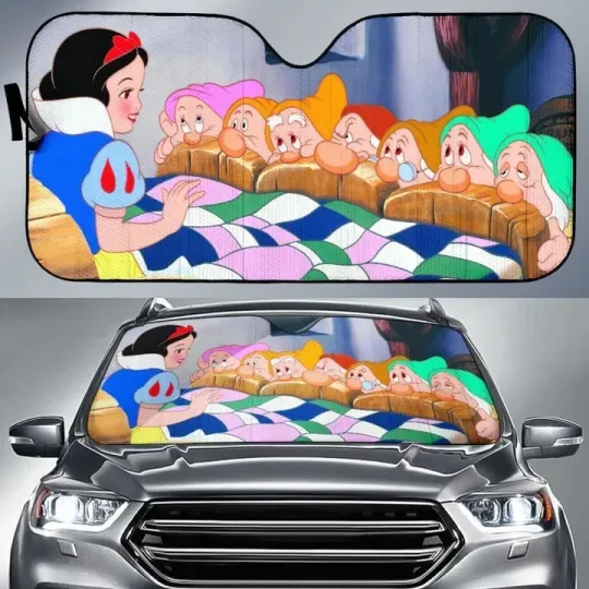 Discover Snow White And 7 Dwarfs Cartoon Auto Sun Shade Windshield Sunshade Car Accessori