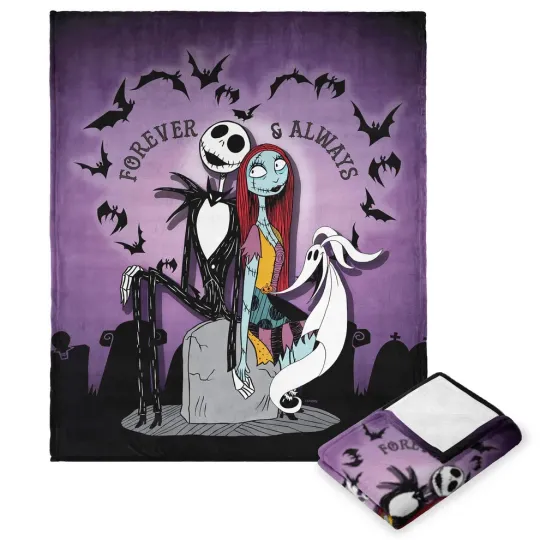 Discover Disney Nightmare Before Christmas Forever & Always Halloween Cozy Fleece Blanket