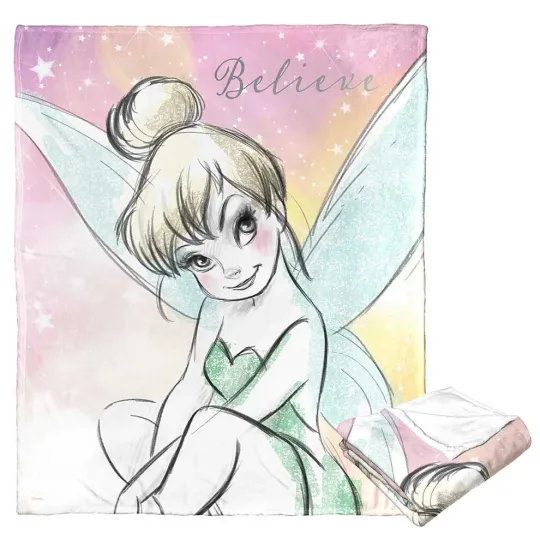 Discover Disney Tinkerbell Sketchy Fairy Believe Sketched Fleece Blanket