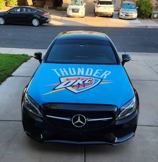 Oklahoma City Thunder Auto Hood Cover NBA Flag Sports Vehicle Cover