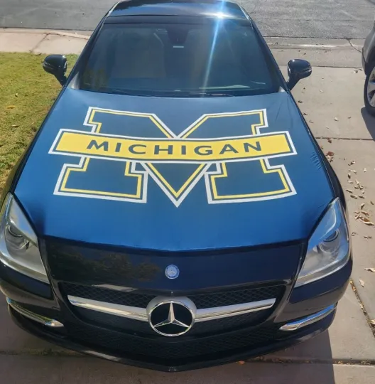 Michigan Wolverines Hood Cover Flag NCAA Vehicle Hood Cover