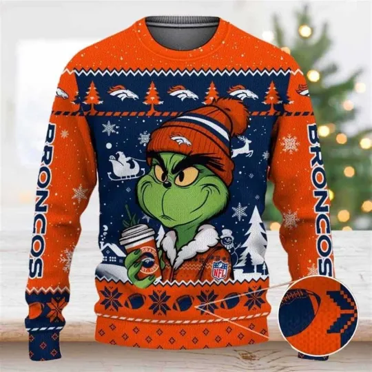 Discover Denver Football Broncoss Team Knitted Sweater Football Season Ugly Sweatshirt