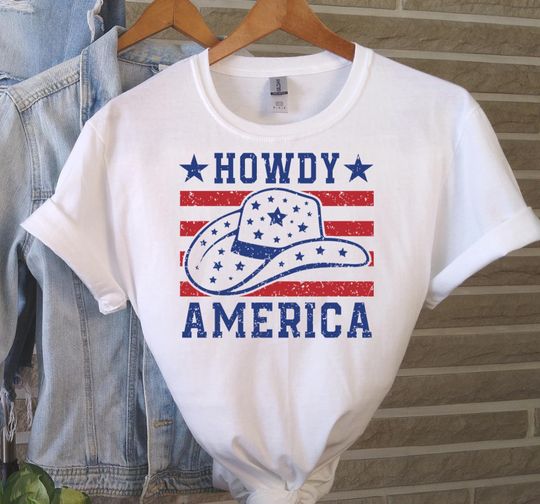 Discover 4th of July T-Shirt: Patriotic Cowboy Hat Design