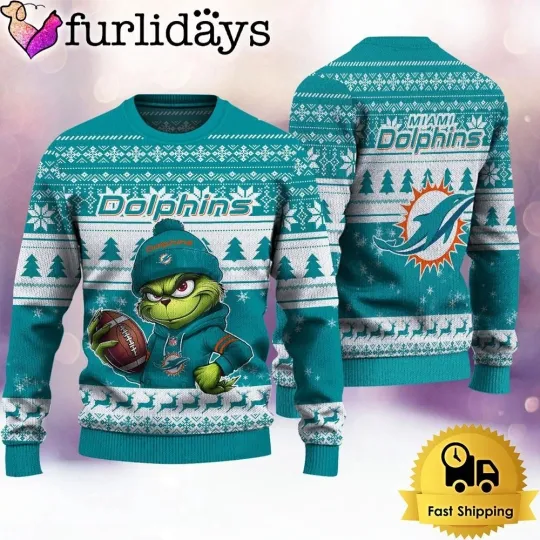 Discover Miami Football Dolphinss Team Knitted Sweater Football Season Ugly Sweatshirt