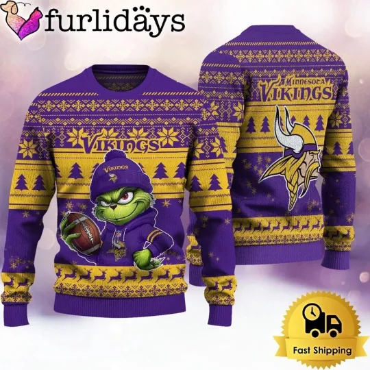 Discover Minnesota Football Vikingss Team Knitted Sweater Football Season Ugly Sweatshirt