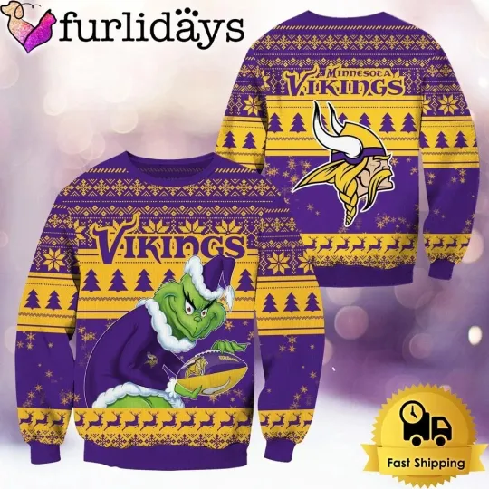 Discover Minnesota Football Vikingss Team Knitted Sweater Football Season Ugly Sweatshirt