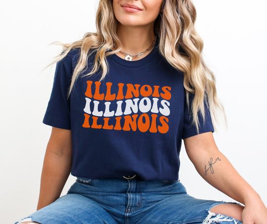 Discover Illinois T-Shirt Vintage Illinois Shirt Gift for Illinois Fan Gift Retro Illinois Game Day Shirt Women's Vintage Illinois Shirt Gift for Her
