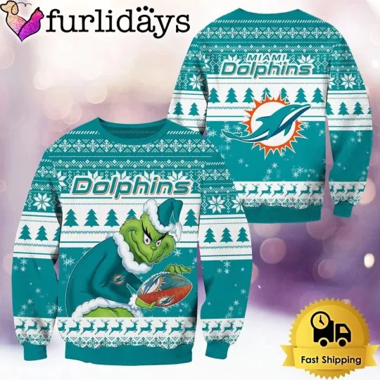 Discover Miami Football Dolphinss Team Knitted Sweater Football Season Ugly Sweatshirt