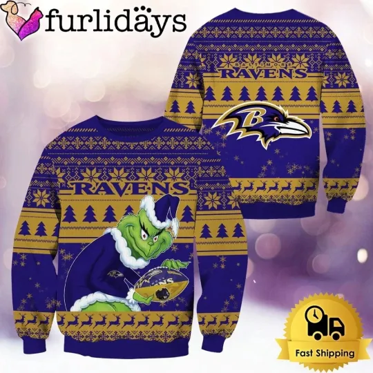 Discover Baltimore Football Ravenss Team Knitted Sweater Football Season Ugly Sweatshirt
