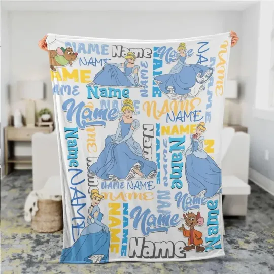 Discover Disney Princess Cinde Cozy Customized Name Fleece Blanket