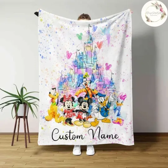 Discover Personalized Mickey And Friends Castle Disney Fleece Blanket
