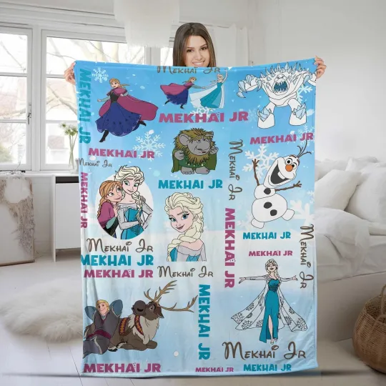 Discover Personalized Disney Frozen Anna, Elsa, And Friends Fleece Blanket