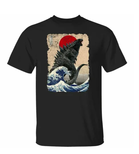 god zilla and the Wave T-Shirt for Men, Women