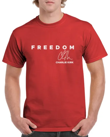 Discover Freedom Charlie Kirk Signature T-Shirt Political Patriot Tribute