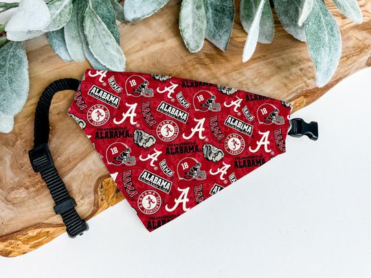 Discover Crimson Tide Dog Bandana - Albm Football Over-the-Collar Pet Bandana - NCAA Dog Clothes - Crimson Tide dog clothes - Roll Tide Pet Scarf
