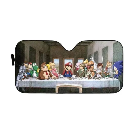 3D The Last Supper Mario Custom Car Sunshade