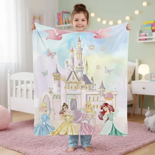 Discover Custom Disney Princess Blanket, Ariel Aurora Cinde Belle Fleece Blanket