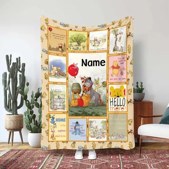 Discover Winnie The Pooh Quote Blanket, Disney Animated Custom Fleece Blanket