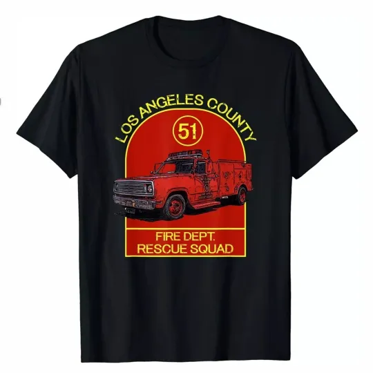 Discover Los Angeles County 51 Truck Fire Dept Rescue Squad T-Shirt