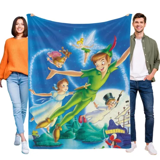Discover Disney Peter Pan Blanket Soft Flannel Bed Sofa Couch Throw Birthday Gift