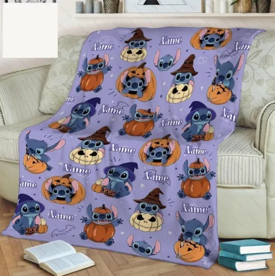 Discover Custom Halloween Disney Stitch Fleece Blanket