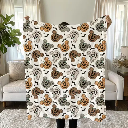 Discover Disney Halloween Mickey Mouse Pumpkin Fleece Blanket