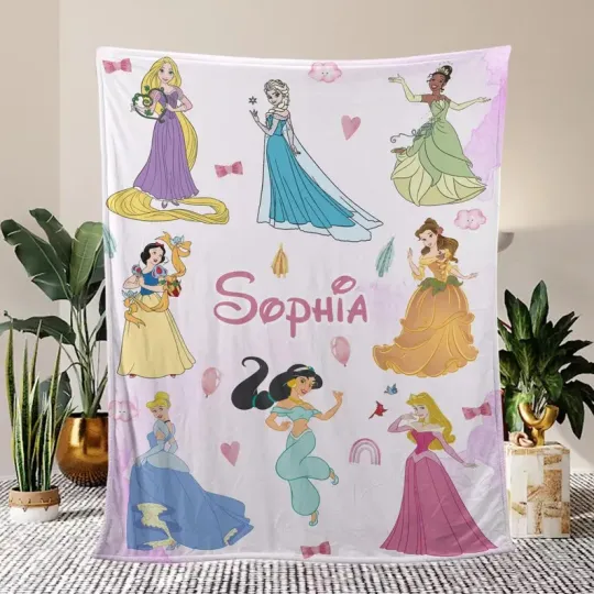 Discover Personalized Disney Princess Fleece Blanket – Custom Name##