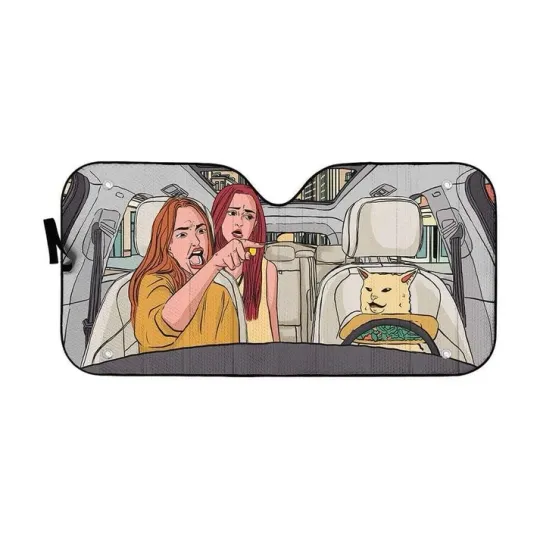 Discover 3D Yelling at a Cat Car Sunshade