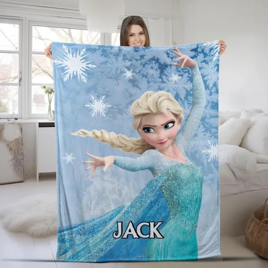Discover Personalized Disney Princess Elsa Frozen Themed Fleece Blanket
