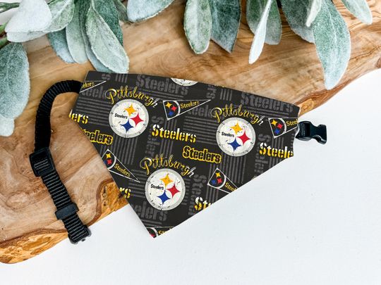 Pittsburgh Steeler Dog Bandana - Over the Collar football Pet Bandana - Steeler Fans - Stylish Steeler Apparel for Dogs - Steeler Dog Clothes