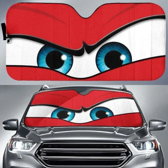 Discover Red Angry Car Eyes Sun Shade for Custom Car Accessories