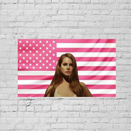 Discover Lana Del Rey Pink American Flag Tapestry | Singer Wall Art | Bedroom Dorm Room Decor | Pop Singer Fan Gift | Singer Lover