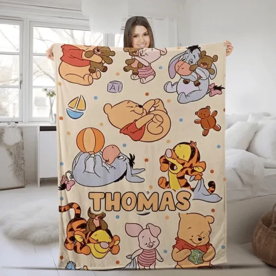 Discover Disney Cute Winnie The Pooh Personalized Fleece Blanket