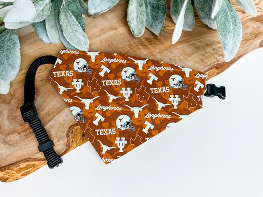 Discover Texas Longhorns Dog Bandana - Longhorns Football Over-the-Collar Pet Bandana - NCAA Dog Clothes - Longhorns dog clothes